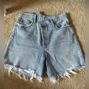 AGolde Criss Cross high waist Jean shorts